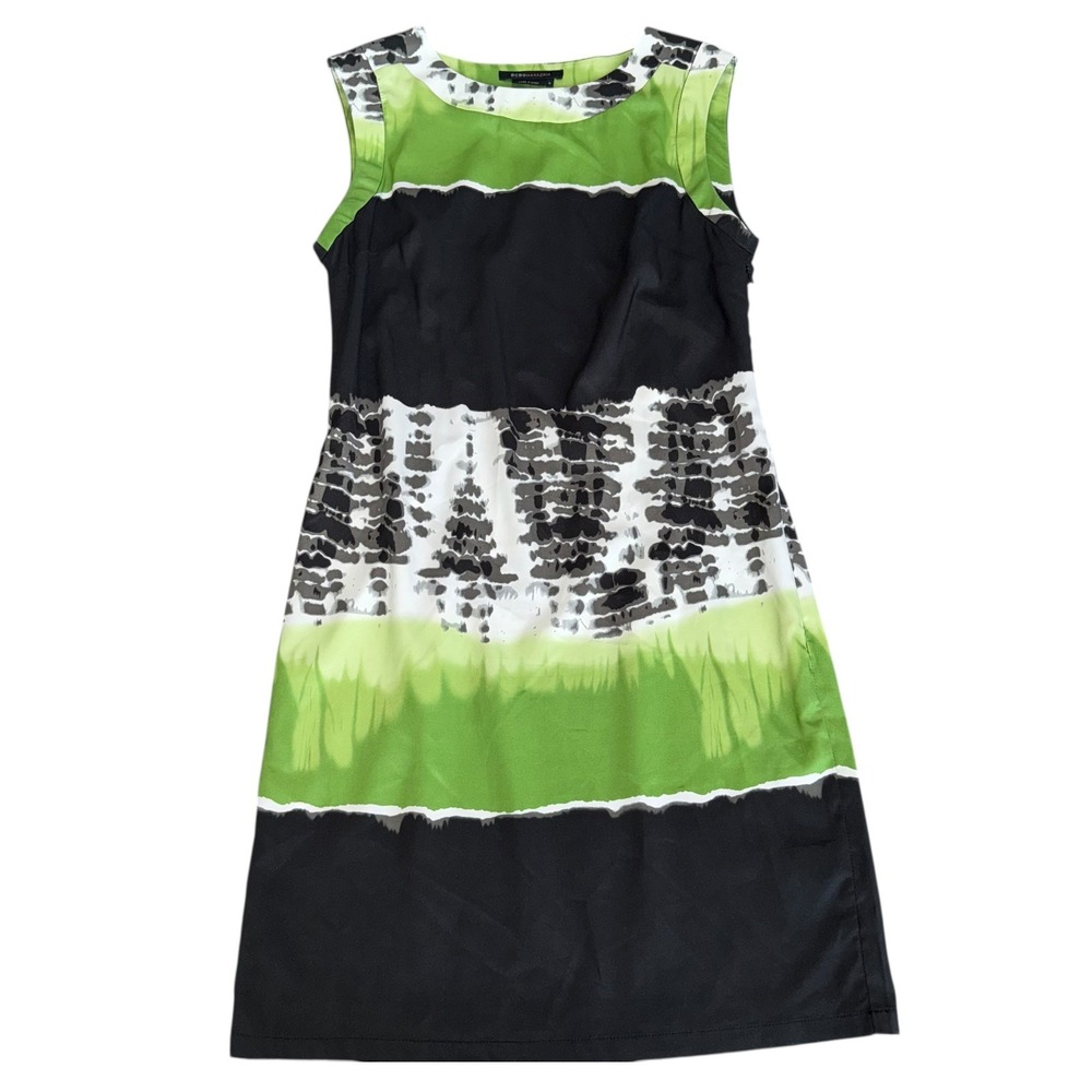 BCBGMAXAZRIA Sleeveless Sheath‎ Dress Womens Size S Lime Green Artsy Abstract